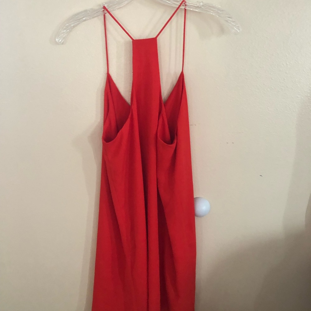 Red summer dress.